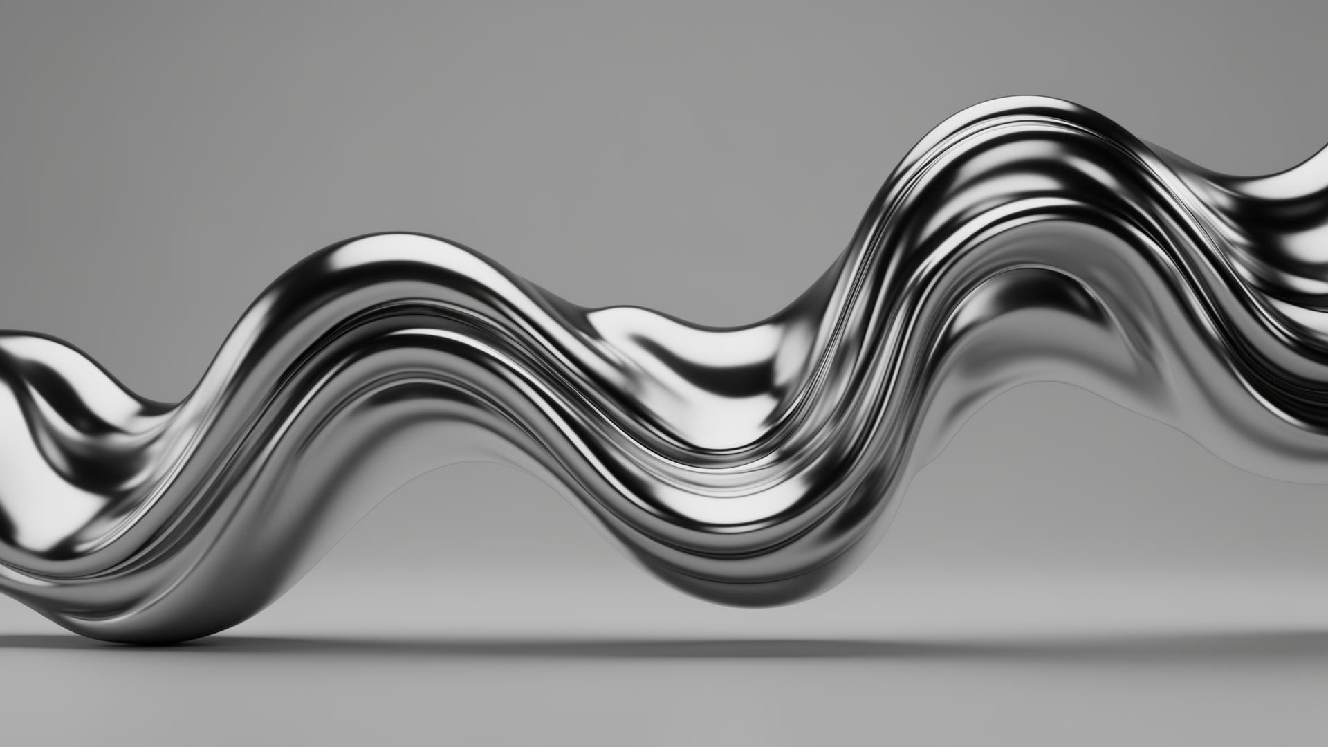 Liquid chrome flowing in soft monochrome waves