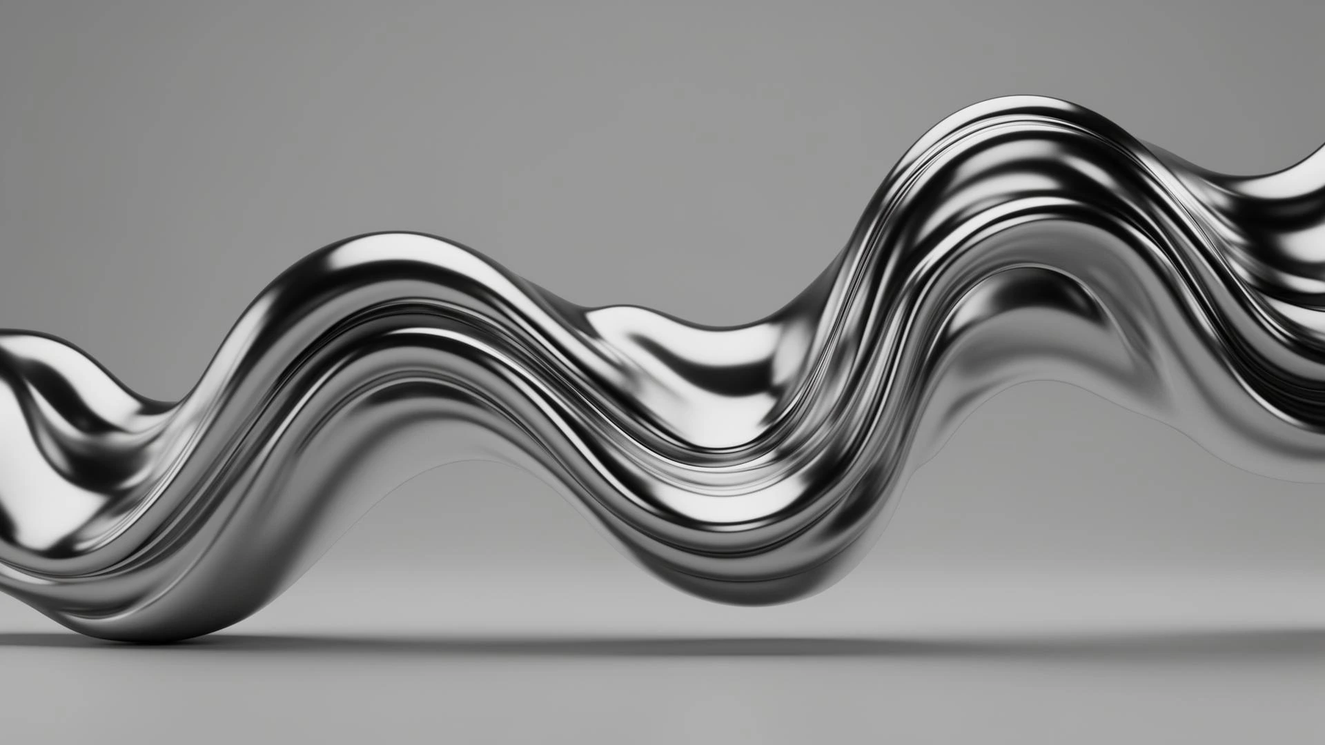 Liquid chrome flowing in soft monochrome waves